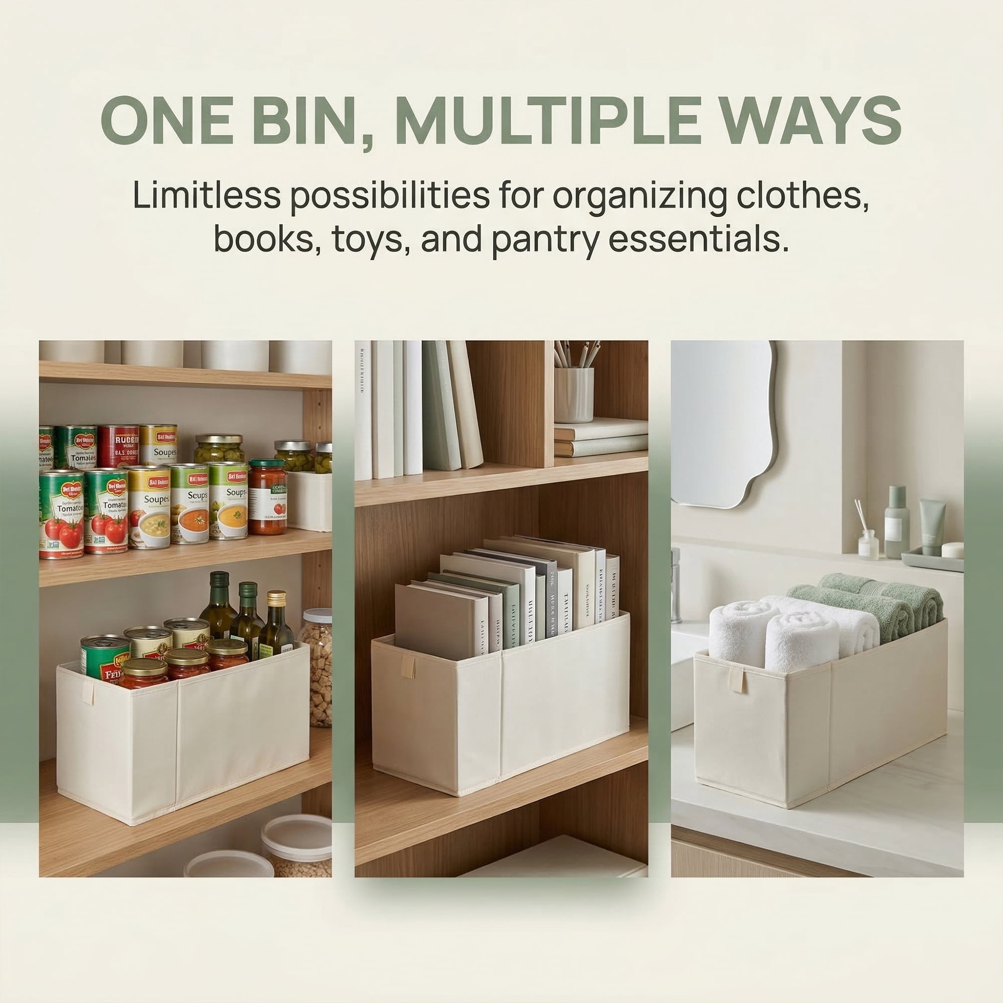 Unique Bargains 3pcs Storage Cube Fabric Storage Bin White 17.3*5.9*7.9in