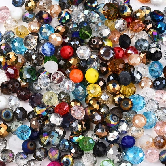 100 g Glass Beads Faceted Mixed style Mixed color 4~10x3.5~8mm Hole: 1.5~2mm 140~160pcs/100g