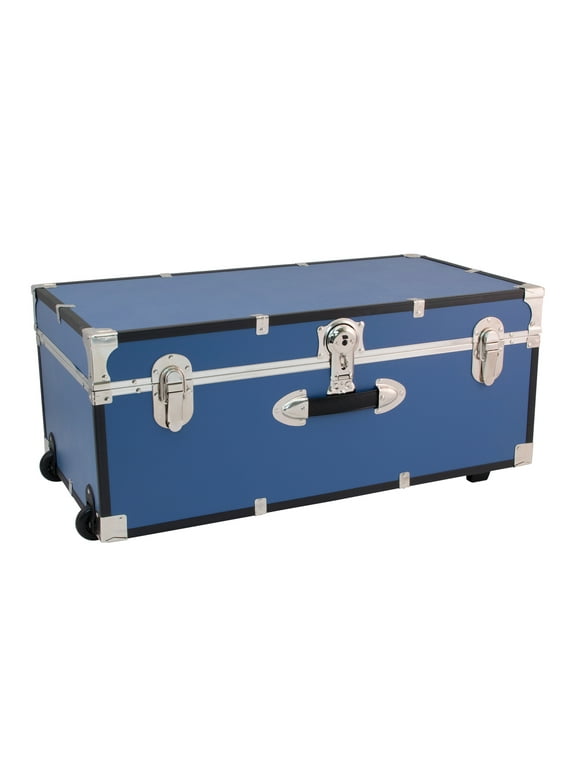 Seward Trunks Adult Wood Trunk with Wheels and Lock in Mist Blue