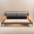 thumbnail image 3 of King Size Bed Frame,Platform King Bed Frame with PU Leather Headboard and 2 Night Lights for Bedroom,Solid Wood Slats Support,85.5"x82.88"x34.5",Brown, 3 of 7