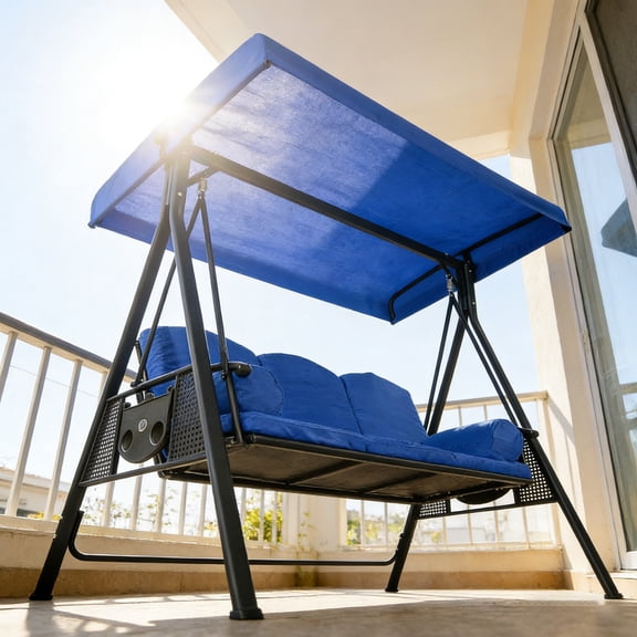 Patio Swing Canopy Replacement Cover Waterproof Sun Shade Top for 3 Seater Outdoor Swing UV Resistant Fabric Garden Furniture Replacement Canopy 75.2*47.2*7.9 inches