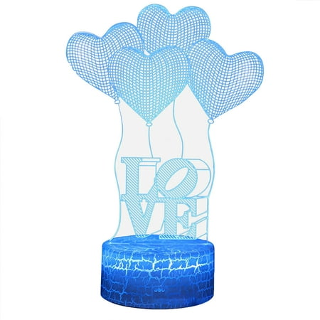 

Ovzne Valentine s Day 3D Night Light LED Colorful 7-Color Desk Lamp Bedroom Home Decor Gift Clearance