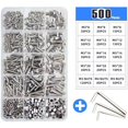 thumbnail image 1 of 500pcs stainless steel box set m3m4m5 round head bolt screw nut disc head inner hexagon screw, 1 of 5