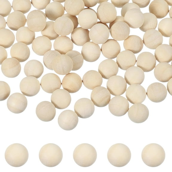 Uxcell 100 Pcs Wooden Balls, 0.4 Inch(10mm) Unfinished Natural Split Wood Balls, Wooden Half Sphere for Paint DIY Crafts Art Projects Party Decoration, Wood Color