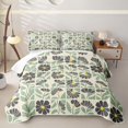 thumbnail image 2 of jejeloiu Neutral Floral Quilt Full For Girls,Vintage Pattern Full Bedspread Sets,Gray Green Cream,3-Piece, 2 of 7