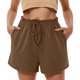 thumbnail image 1 of Pantalones cortos holgados de cintura alta para mujer, cómodos para las vacaciones de verano, con cordón en la cintura y color liso., 1 of 5