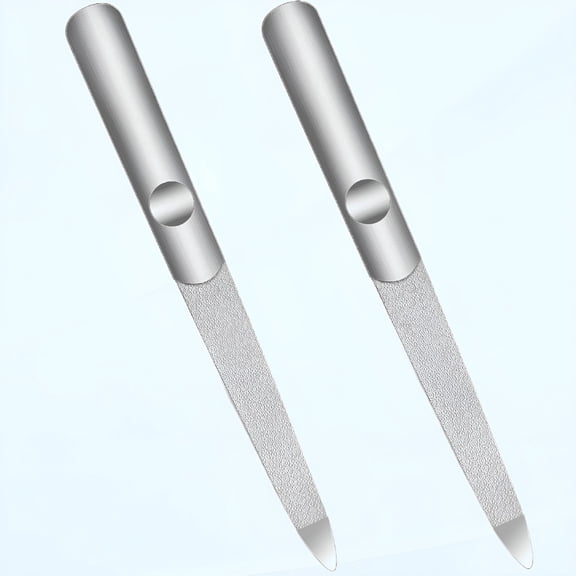 FACEGA 2 Pcs Nail Files for Natural Nails Stainless Steel Nail Files Heavy Duty Reusable Manicure Filer for Natural Nails Double Sided Nail Files for Home Salon Travel