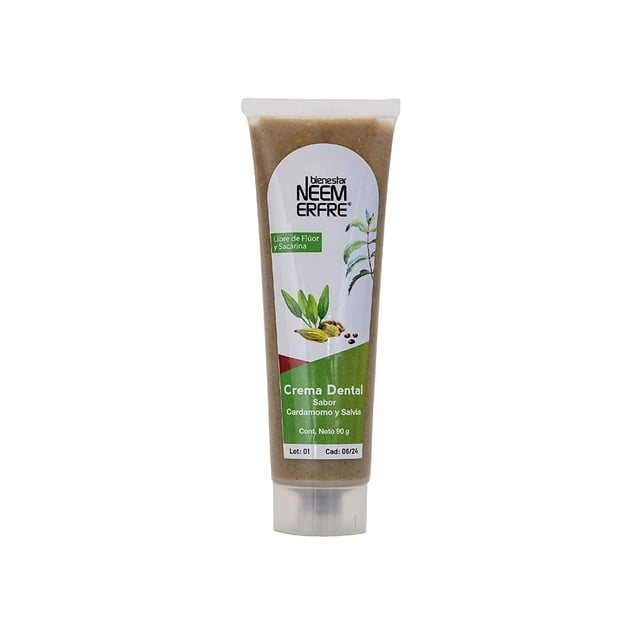 Crema DENTAL SIN FLUOR bienestar NEEM ERFRE SABOR CARDAMOMO 90GR