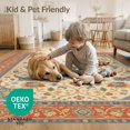 thumbnail image 2 of ODIKA 9'x12' Ivory Blue Elegance With Floral Symphony Washable Area Rug Ornate Garden and Bird Motifs in Vintage Style Non-Slip, Chair-Friendly for Dining Room, Basement, Large Office, 2 of 5