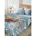 thumbnail image 5 of Blue Sea Turtle Coastal Flat Sheets Only Queen Size, Soft Breathable Bed Top Sheets for Mattress, Summer Beach Nautical Starfish Coral Luxury Bedding Flat Sheets for Home Hotel Bedroom Bed Protection, 5 of 9