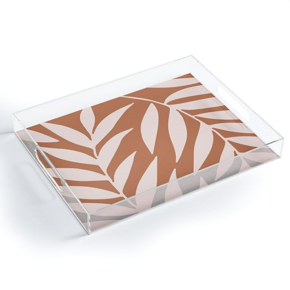 Society6 Pink Palms On Baked Earth by Emanuela Carratoni Acrylic Tray