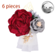 thumbnail image 1 of Pulsera de boda liwang 6 piezas satén rosa corsé dama de honor flor corsé perla pulsera boda baile clarete, 1 of 4