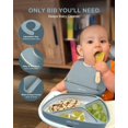 thumbnail image 4 of Silicone Baby Feeding Set 9PCS| Toddler Baby Diveded Plate and Bowl with Suction, Straw Sippy Cup & Snack Cup, Spoon & Fork, Bib| Self Feeding Led Weaning Supplies for Baby Birthday Shower Gift, 4 of 6