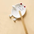 thumbnail image 4 of Multifunction Cute Cat Ceramic White Red Spoon Rest-Cartoon Animal Dinnerware Chopsticks Spoon Rest/Pot Lid Rack, 4 of 5