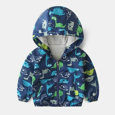 

Kids Baby Boy Dinosaur Hooded Zip Jackets Windbreaker Casual Outerwear For Toddler 1-6T