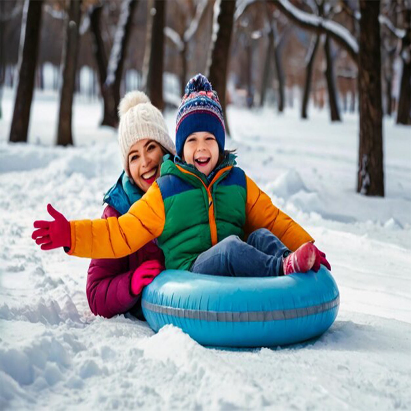 Outdoor Snow Sleds Inflatable Tubes for Adults Heavy Duty Sledge with Handles Thickened Snow Toys for Winter Ski Ring Inflatable Snow Toys for Adults