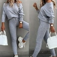 thumbnail image 4 of CILENON Airport Outfits for Women 2024 Women's Solid Color Round Neck Sportswear Pullover Fall Winter Casual Set Conjuntos De 2 Piezas Para Mujer Casual Outfits for Women Plus Size Sets(Gray,XXXL), 4 of 6