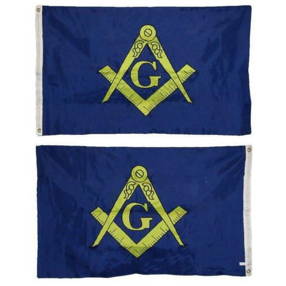 3x5 Embroidered Mason Masonic Lodge Double Sided 210D Nylon Flag 3'x5' Clips
