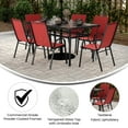 thumbnail image 3 of BizChair 7 Piece Commercial Grade Patio Dining Set with Tempered Glass Patio Table and 6 Chairs with Red Flex Comfort Material Seats and Backs, 3 of 9