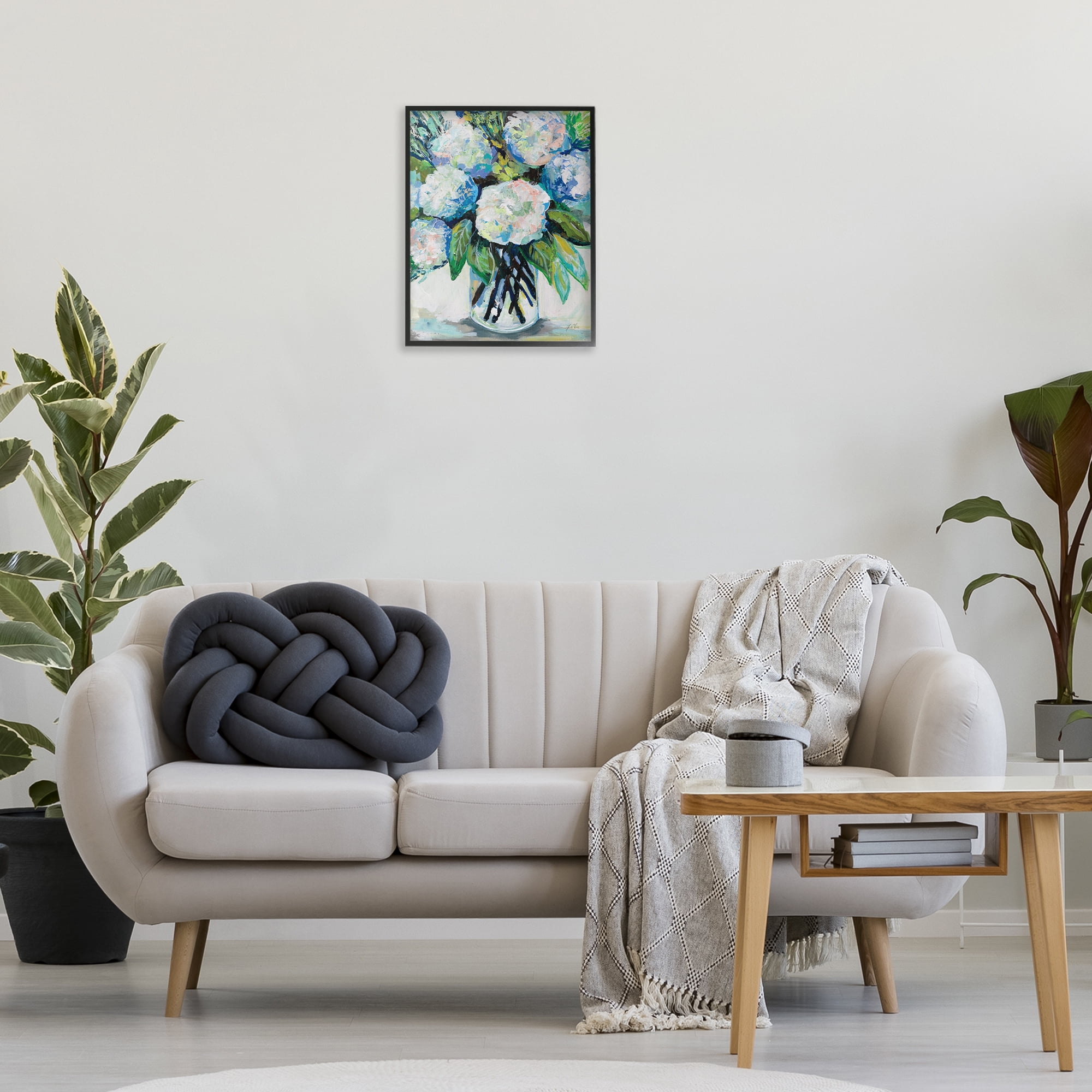 Stupell Industries Abundant White Hydrangeas Botanical & Floral Painting Black Framed Art Print Wall Art, 16 x 20