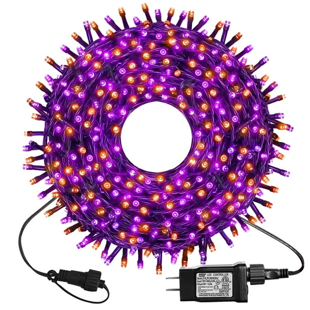 Cadena de luces LED Kemooie 300 de 30 m, color naranja y morado, resistente al agua