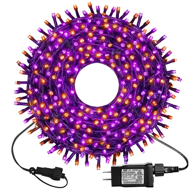 Cadena de luces LED Kemooie 300 de 30 m, color naranja y morado, resistente al agua