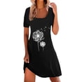 thumbnail image 1 of B91xZ Plus Size Robes Décontractée en Vrac à Manches Courtes Robe Longue Split Maxi Robe de Plage d'Été, Noir L, 1 of 5