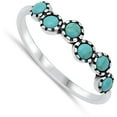 thumbnail image 4 of CHOOSE YOUR COLOR Simulated Turquoise Bali Design Ring .925 Sterling Silver Band Blue CZ Female Size 5, 4 of 4