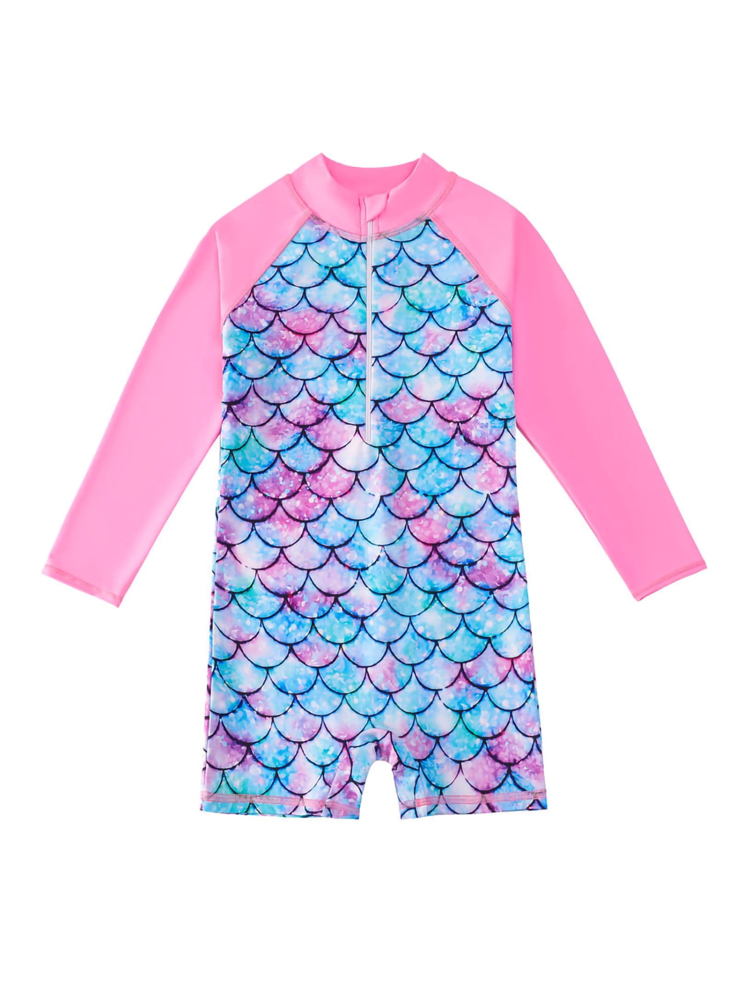 Niuer Girls One Piece Swimsuit Long Sleeve Swimwear Zipper Stretch