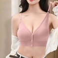 thumbnail image 6 of Women's Front Closure Bra, Full Coverage V Neck Wire Free Bra with Spaghetti Straps, Comfort Feel | VerBelle,Pink Free Size, 6 of 7