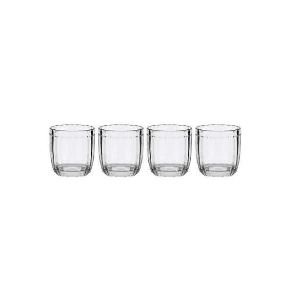 Fitz and Floyd Beaded 10 oz Clear Double Old Fashion Glass (Set of 4)