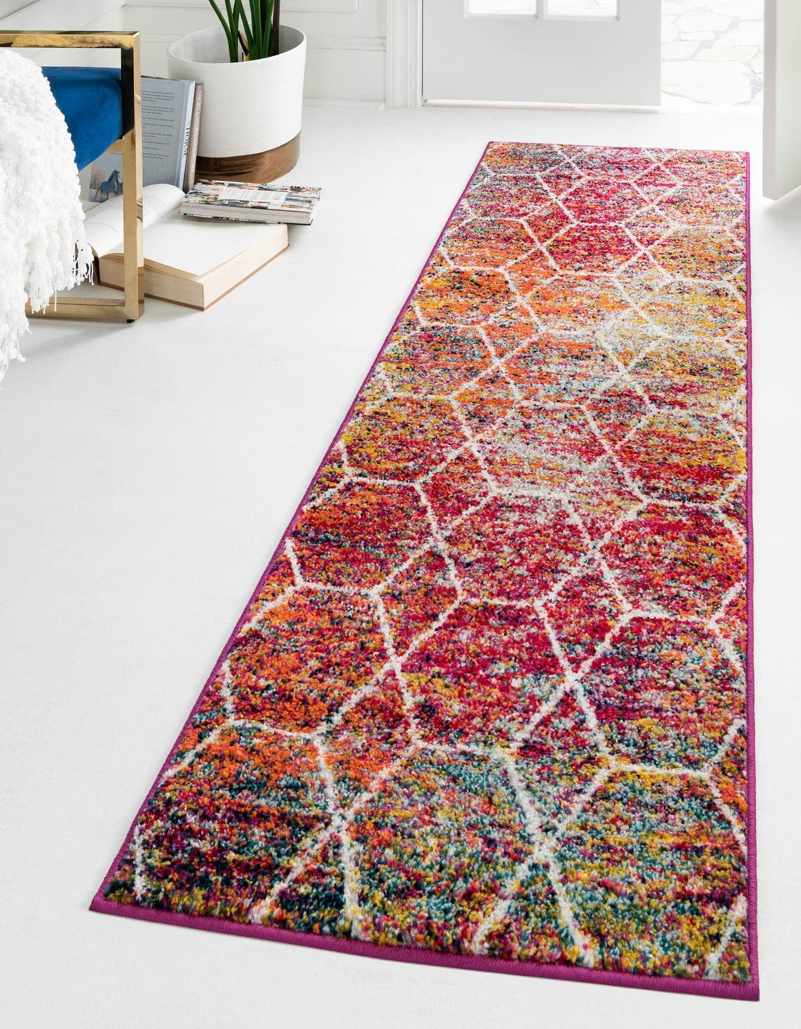 Rugs.com Lattice Frieze Collection Rug – 2' x 7' Runner Multi Medium ...