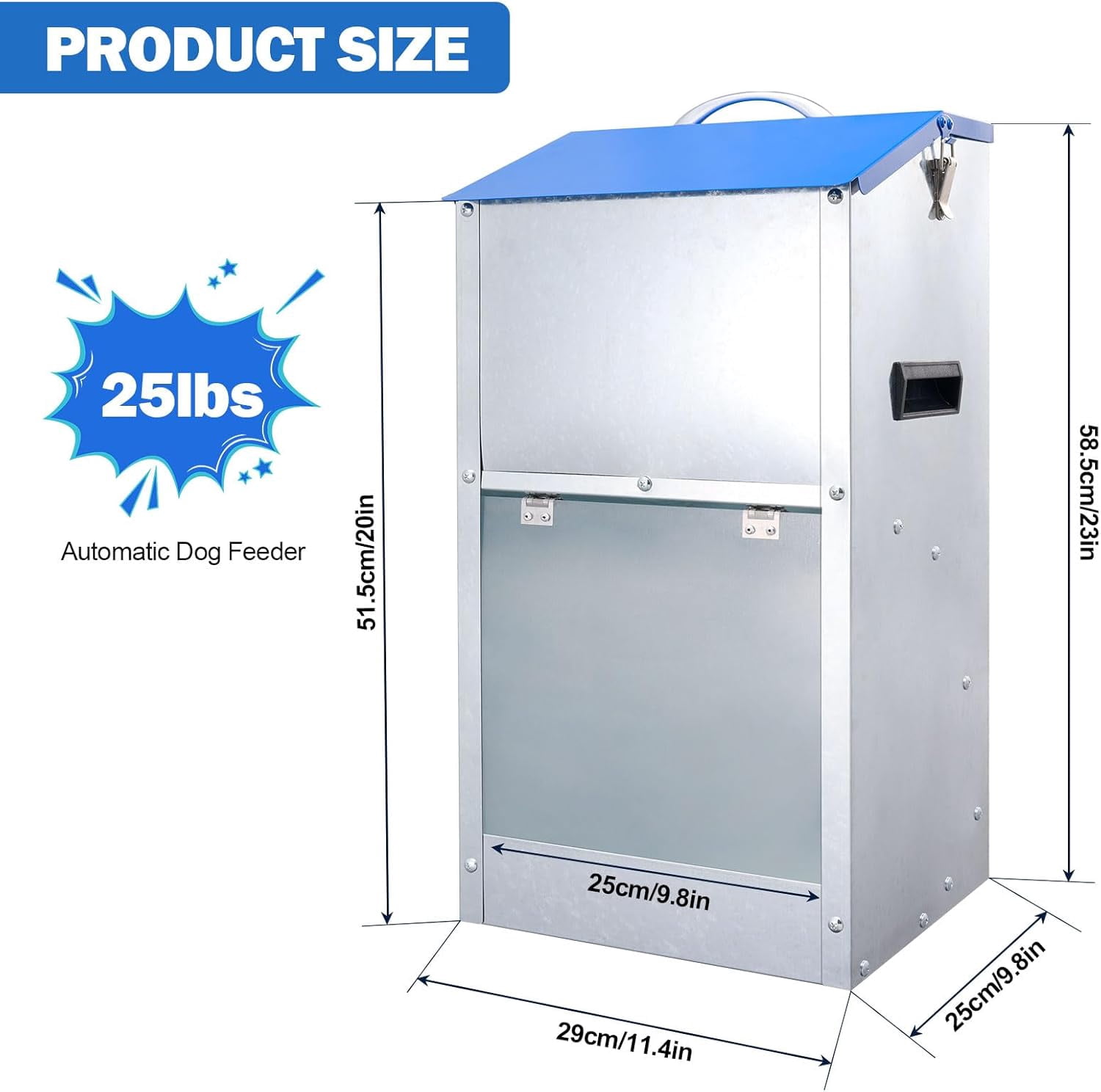 Automatic Dog Feeder Outdoor Dog Feeder for Large Dogs Large Breed Dog Food Dispenser, 25LBS Capacity Pets Feeder Gravity Food Feeder