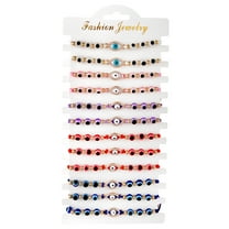 12 PCS Evil Eye Bracelets Handmade String Adjustable Protection Amulet Gift For Women Men Family