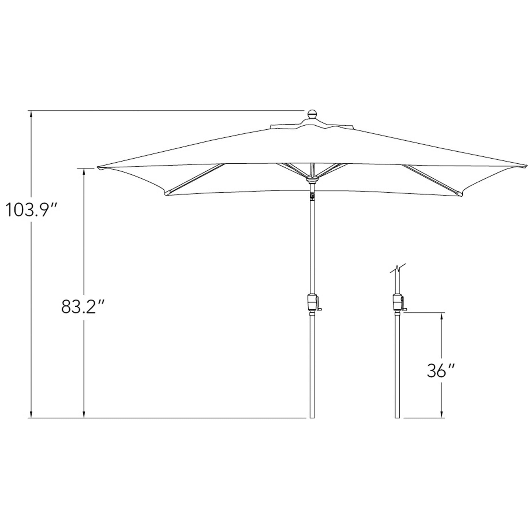 SimplyShade 10ft Outdoor Patio Rectangle Sunbrella Market Umbrella with Black Push Button Tilt, Red