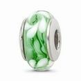 thumbnail image 1 of FB Jewels Sterling Silver Reflections Green/White Hand-blown Glass Bead, 1 of 3