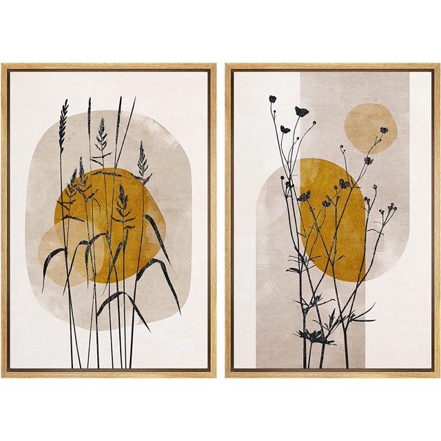IDEA4WALL Framed Canvas Print Wall Art Set MidCentury Modern Forest