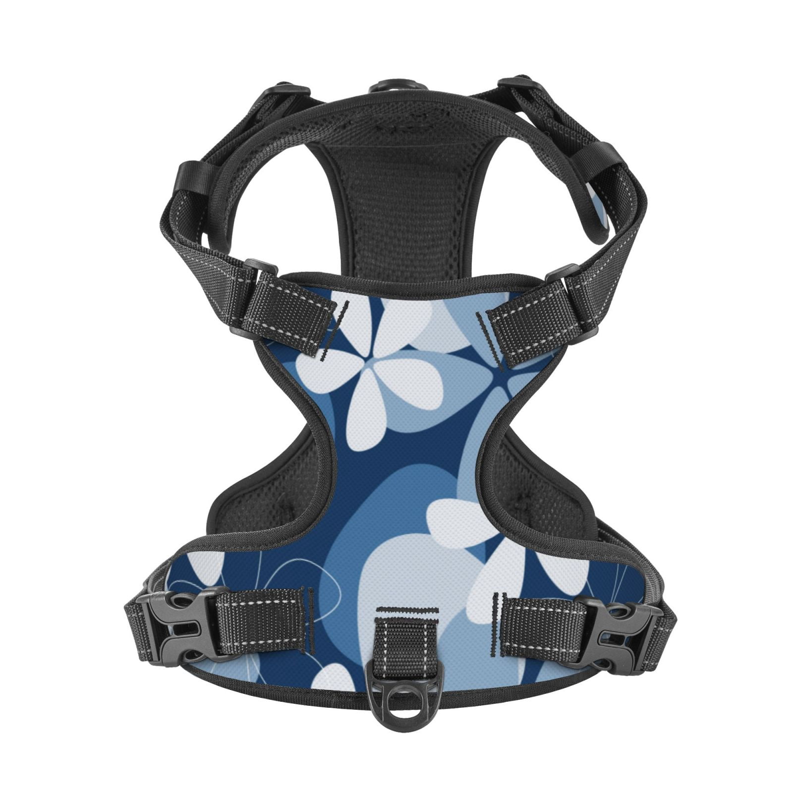 Kdxio Flower Print No Pull Dog Harness Adjustable Reflective Oxford Easy Control Medium Large Dog Harness for Training and Everyday-Large