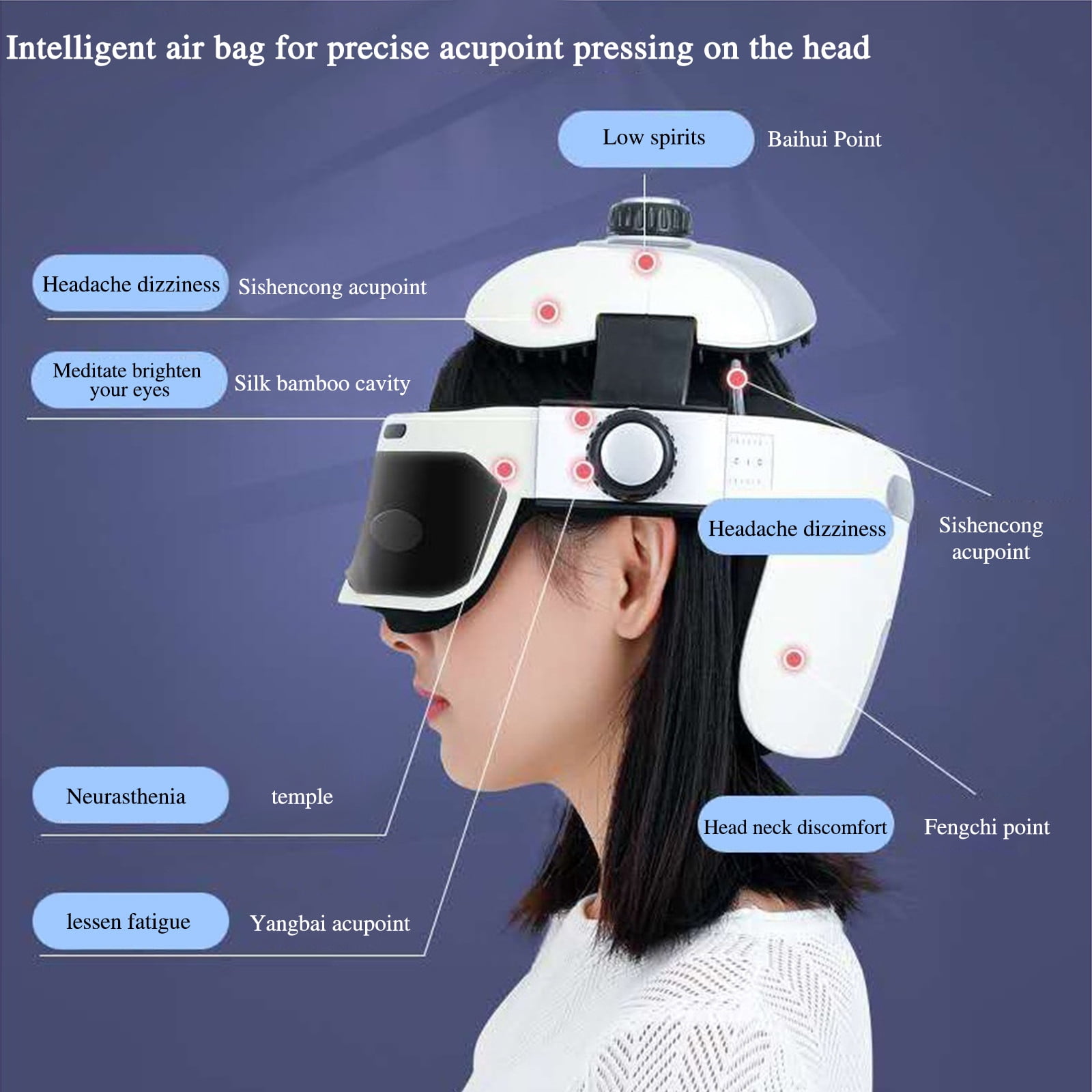 Uscallm under $5 Head Massager, Wireless Head Massager Helmet with Heat, Shiatsu Scalp Neck Massage, Relaxation Stress Relief Hat, Bluetooth Music Vibration Massager, Home Office Relaxation Device