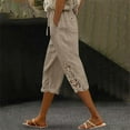 thumbnail image 7 of Uqiangy Cotton Linen Capris For Women Summer Pants For Women 2025 Pants For Summer Women Light Weight Pants For Womens Seersucker Pants Capri Linen Pants For Women Linen Pants For Women Khaki 2XL, 7 of 7