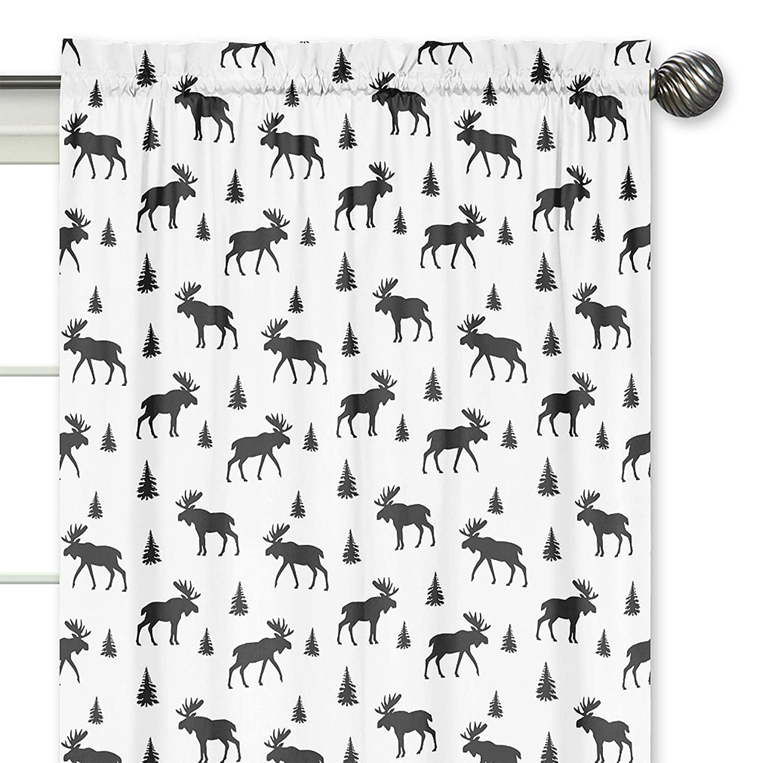 Sweet Jojo Designs Black and White Woodland Moose Window Treatment Panels Curtains for Rustic Patch Collection Set of 2 