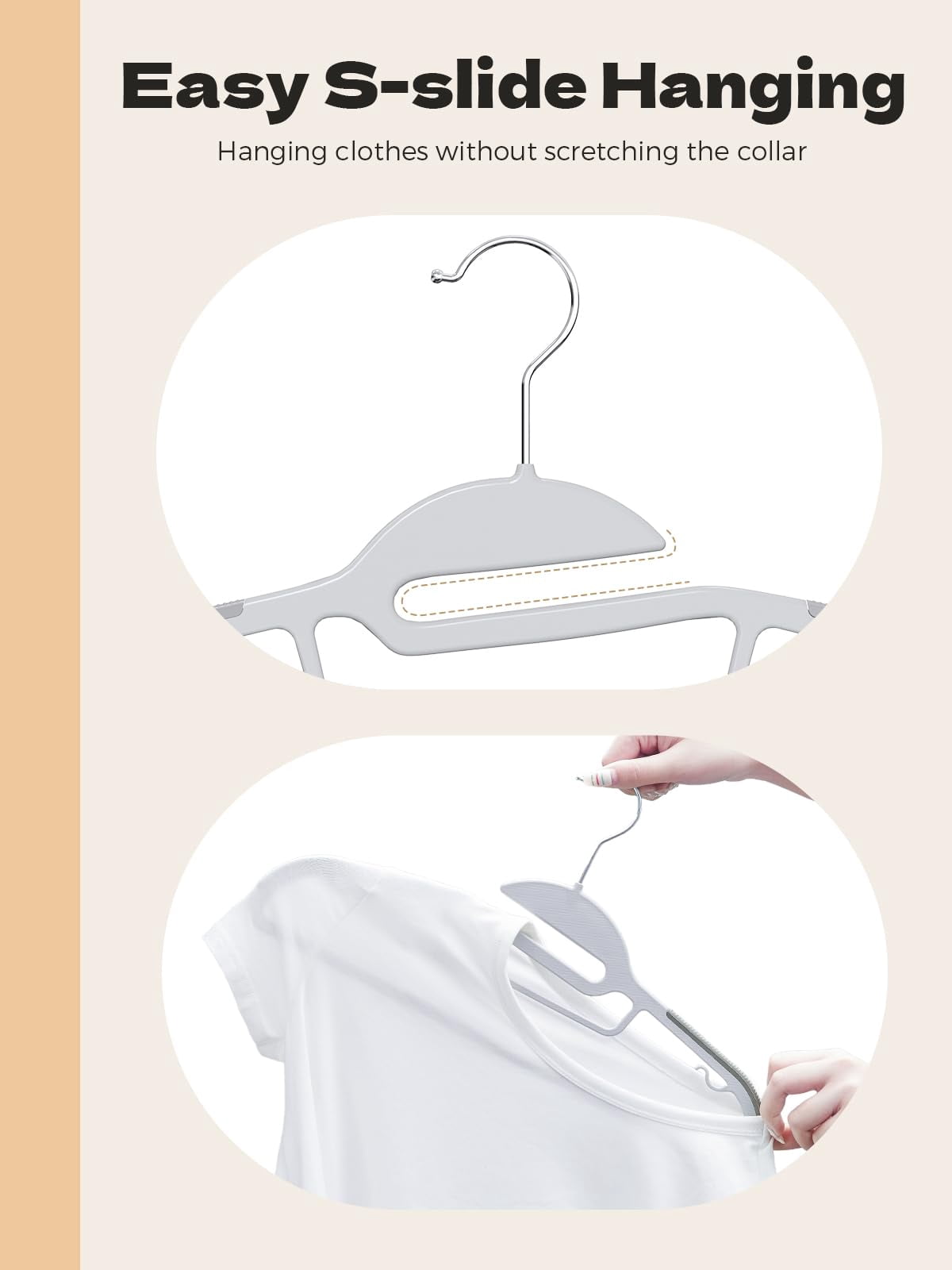 House Day Plastic Hangers 50 Pack Slim Non-Slip Clothes Hangers Space Saving with Rubber Pads S-Shaped Hangers for Shirt, Suit, Pant & Skirt,Gray
