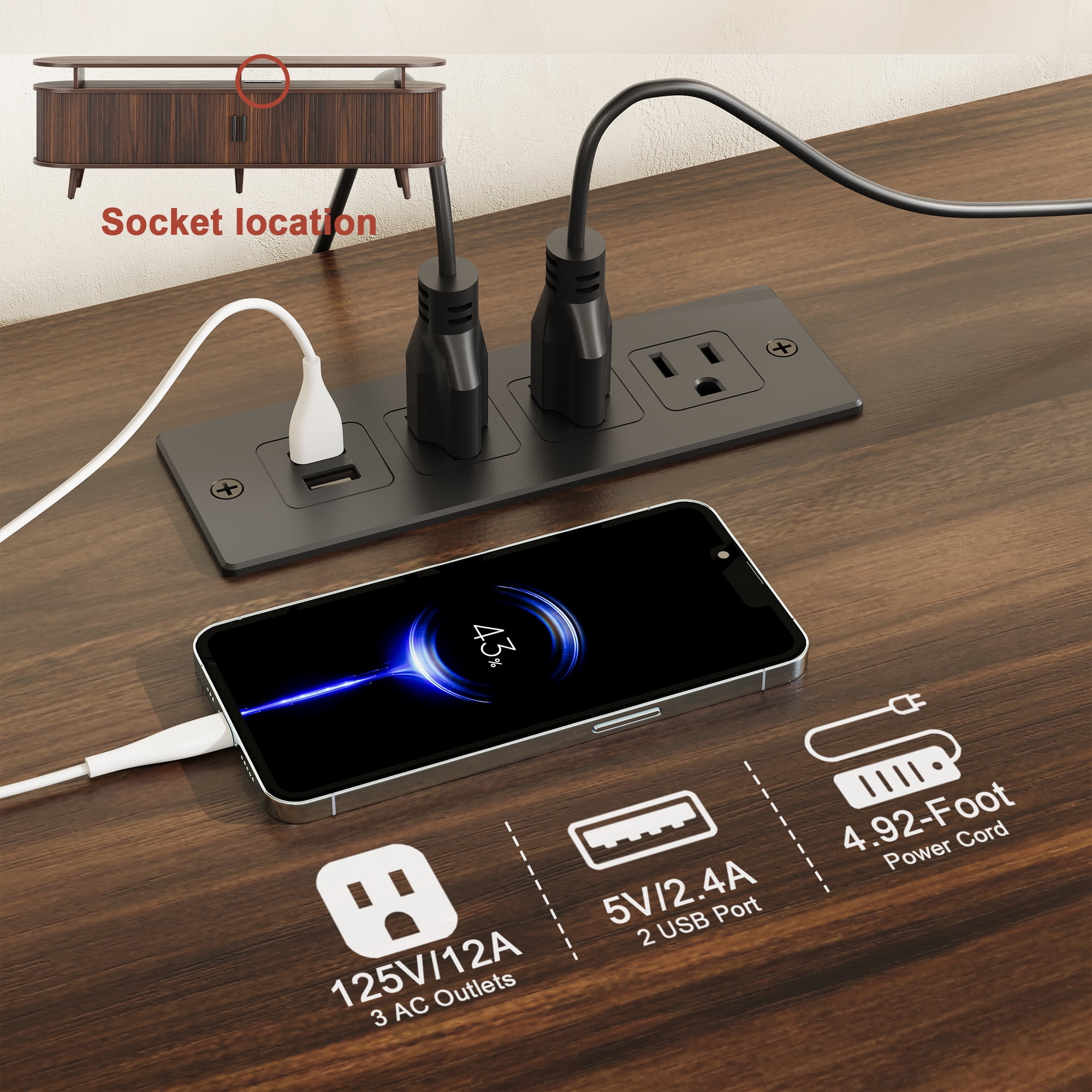 GUNAITO TV Stand for TVs up to 70", Wood TV Stand for Living Room with LED Lights , Entertainment Center with Storage and Shelves, Walnut