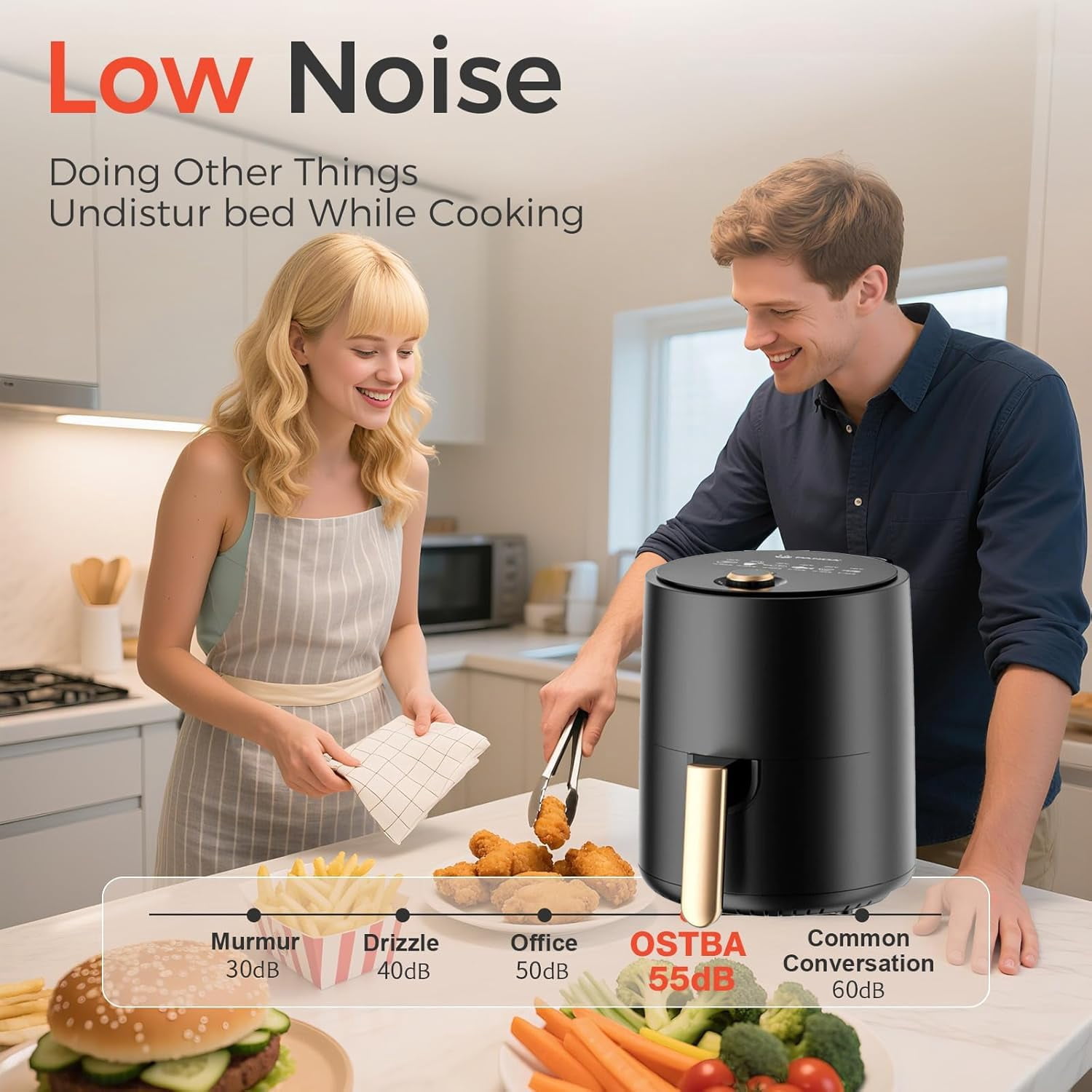 Compact Air Fryer with Rapid Air Circulation Technology, Nonstick Basket for Healthy Low-Oil Cooking, Auto Shut-Off, Black