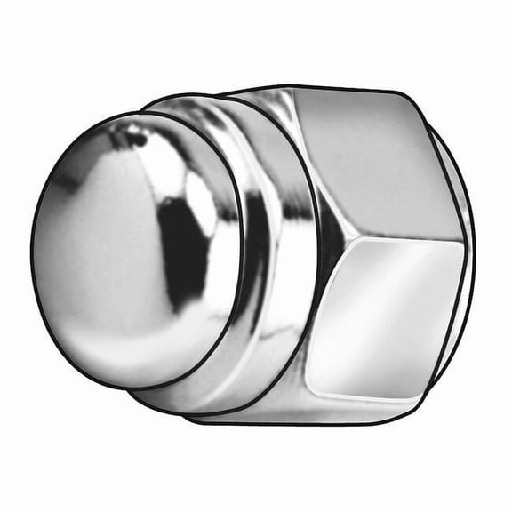 Flattened Head Cap Nut, 5/16"-18, Steel, Chrome Plated, 0.53 in H, 5 PK