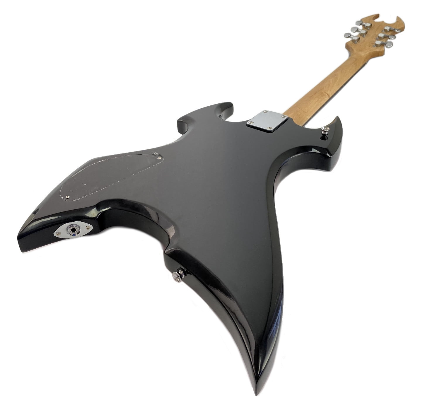 Full Size Right Handed Heavy Metal Style Electric 6 String Guitar, Solid Wood Body and Bolt on Neck, Cable and Allen Wrench, Color: Black with Red