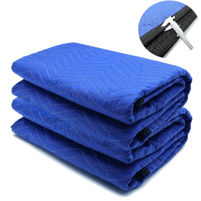 XHT MOTOR™ Polyester Moving Blankets, 72 x 80, Blue & Black, 2 Count