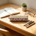 thumbnail image 6 of Small Floral Makeup Bag Slim Pouch, Aesthetic Small Floral Pencil Pouch with Beige Lace Trim Decor, Travel Makeup Brush Case Cosmetic Zipper Pouch (Light Blue, 2''x7''), 6 of 6