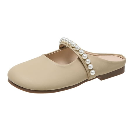 

PMUYBHF Women s Shoes Size 9 Wide Women Casual Shoes New Pattern Spring and Summer Fashion Pearl Decoration Square Heel Comfortable Solid Color Sandals
