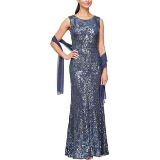Alex Evenings Women's Slitted Velvet Mermaid Dress (18, Plum)